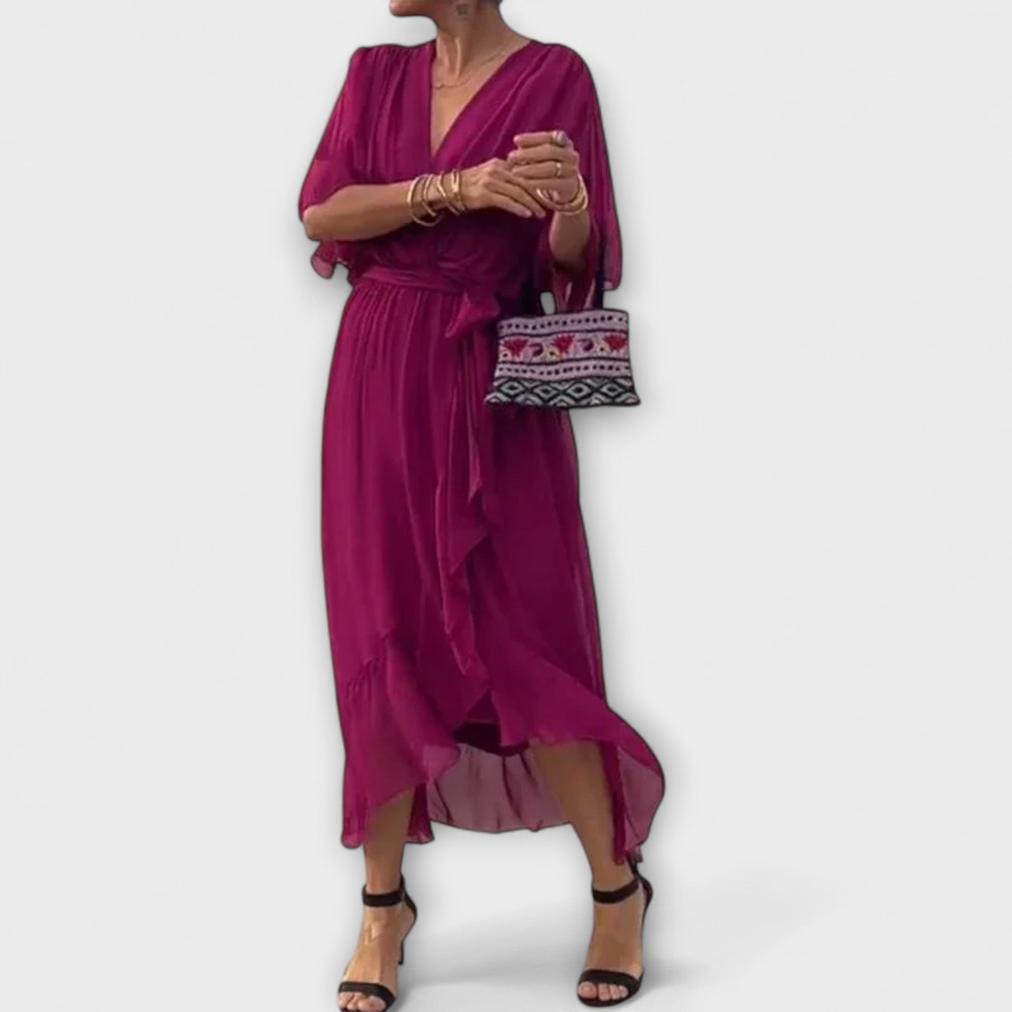 Amoura - vestidos de chifón con escote en V