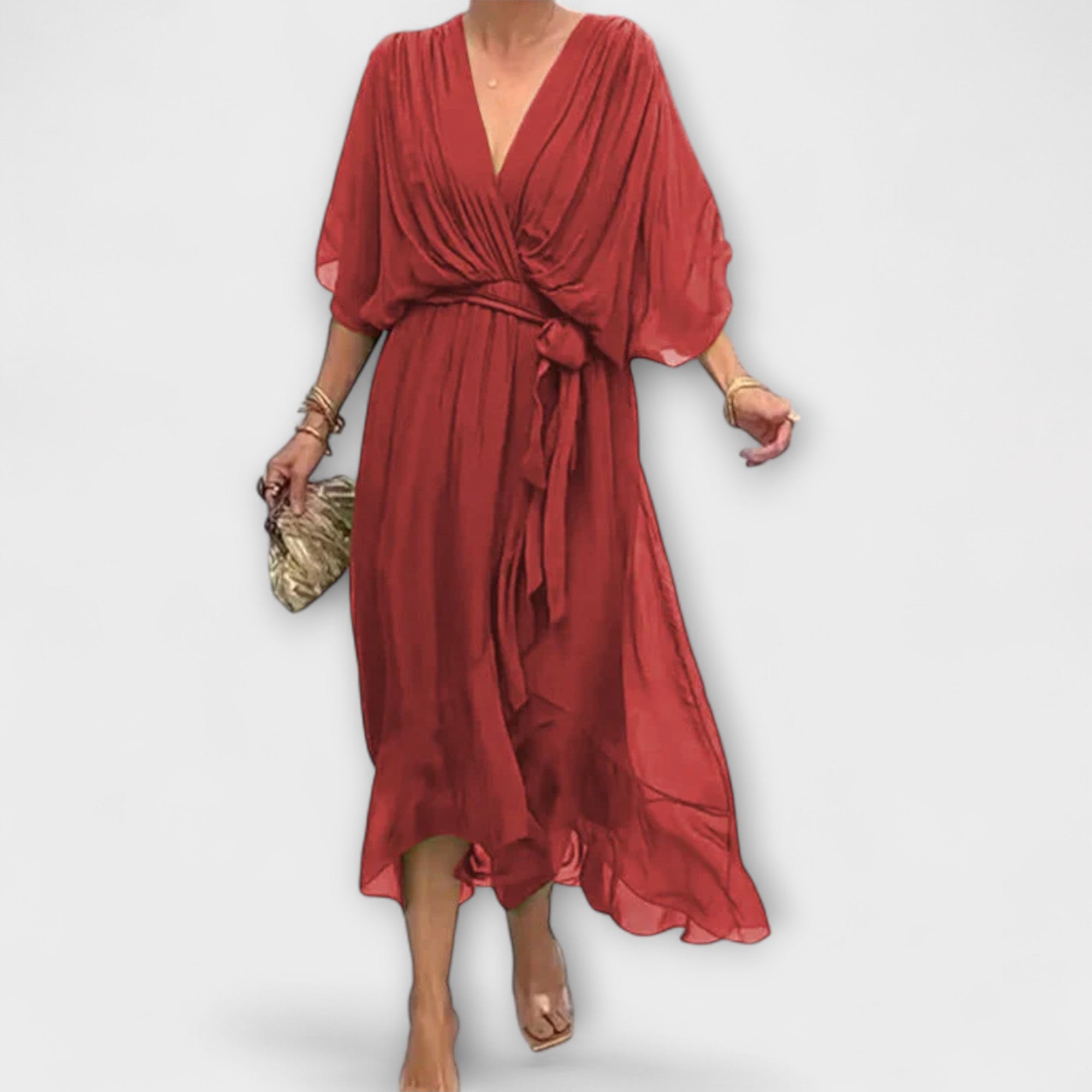 Amoura - vestidos de chifón con escote en V