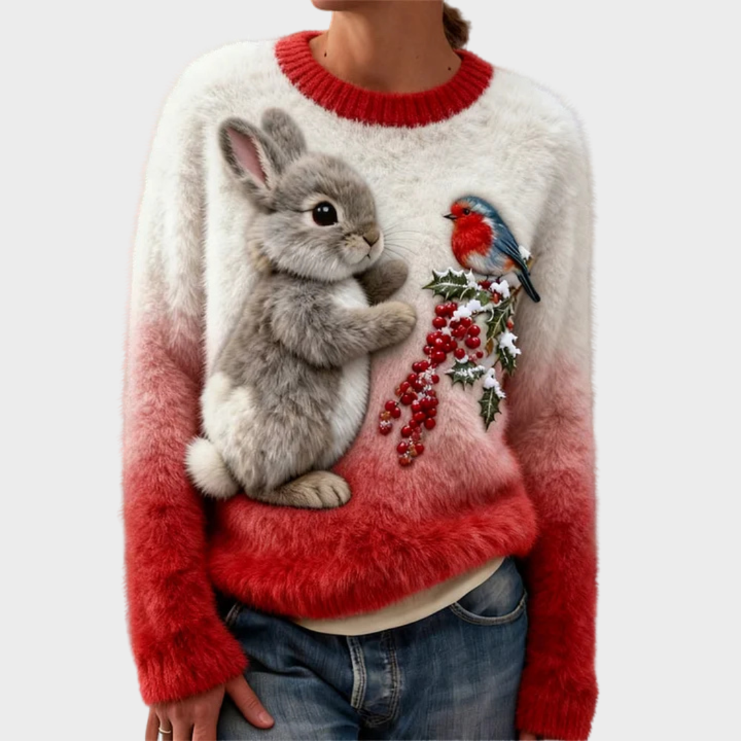 Teresa™ | Jersey navideño suave con conejo