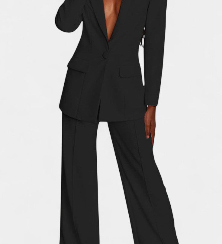 Marnie Conjunto de Blazer a Medida y Pantalones de Pierna Ancha