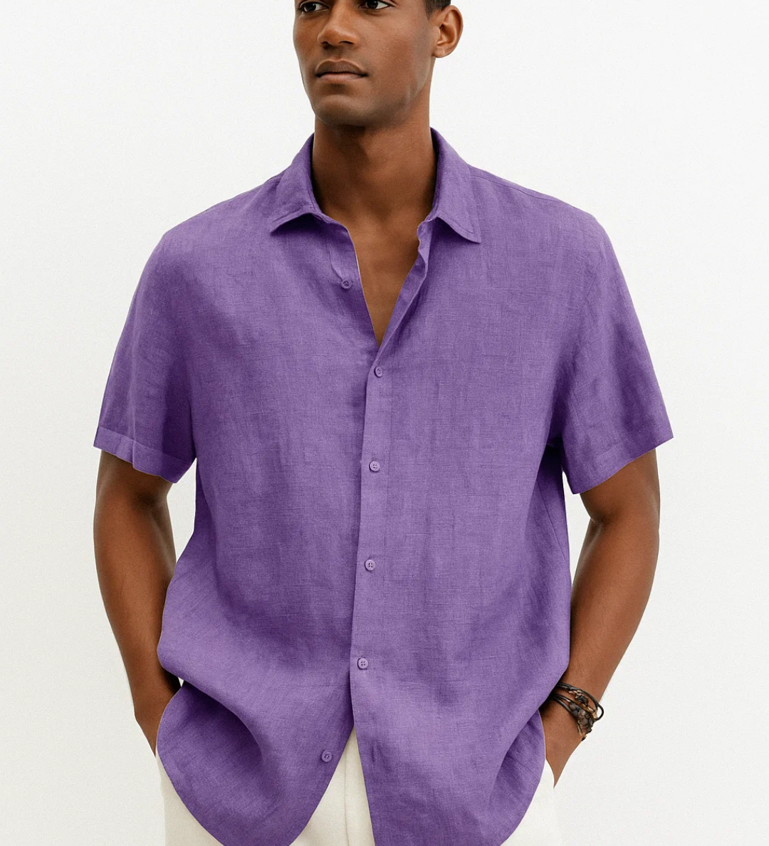 Fabio - Camisa de Botón de Cuello Abierto