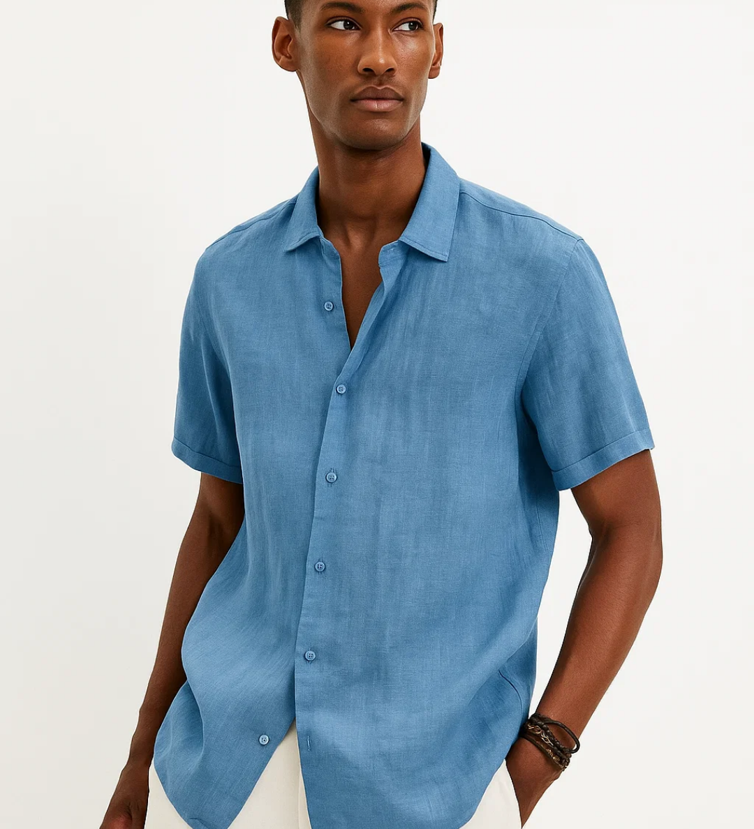 Fabio - Camisa de Botón de Cuello Abierto