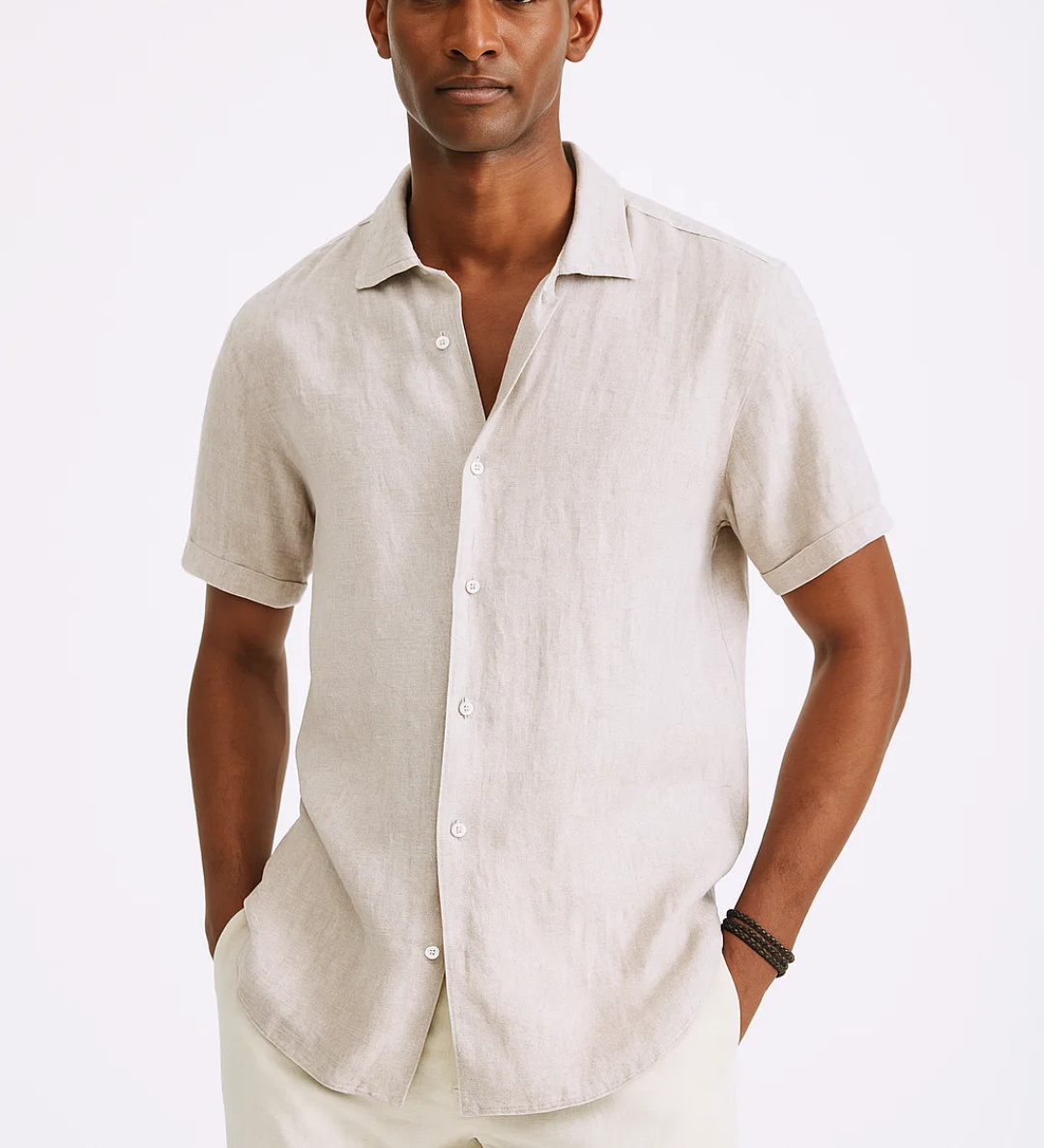 Fabio - Camisa de Botón de Cuello Abierto