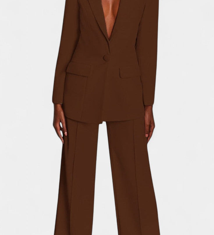 Marnie Conjunto de Blazer a Medida y Pantalones de Pierna Ancha
