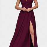 Rocío Vestido Largo con Drapeado Frontal y Escote Cruzado
