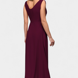 Rocío Vestido Largo con Drapeado Frontal y Escote Cruzado