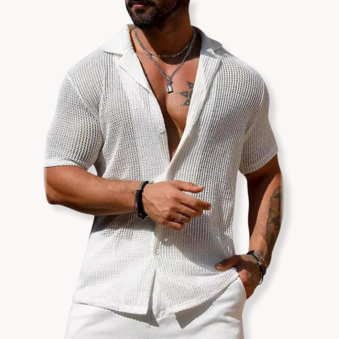 Alberto - Camisa de Manga Corta Malla Hueca