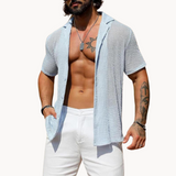 Alberto - Camisa de Manga Corta Malla Hueca