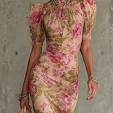 Rosalie™ | Vestido maxi con estampado de rosas vintage