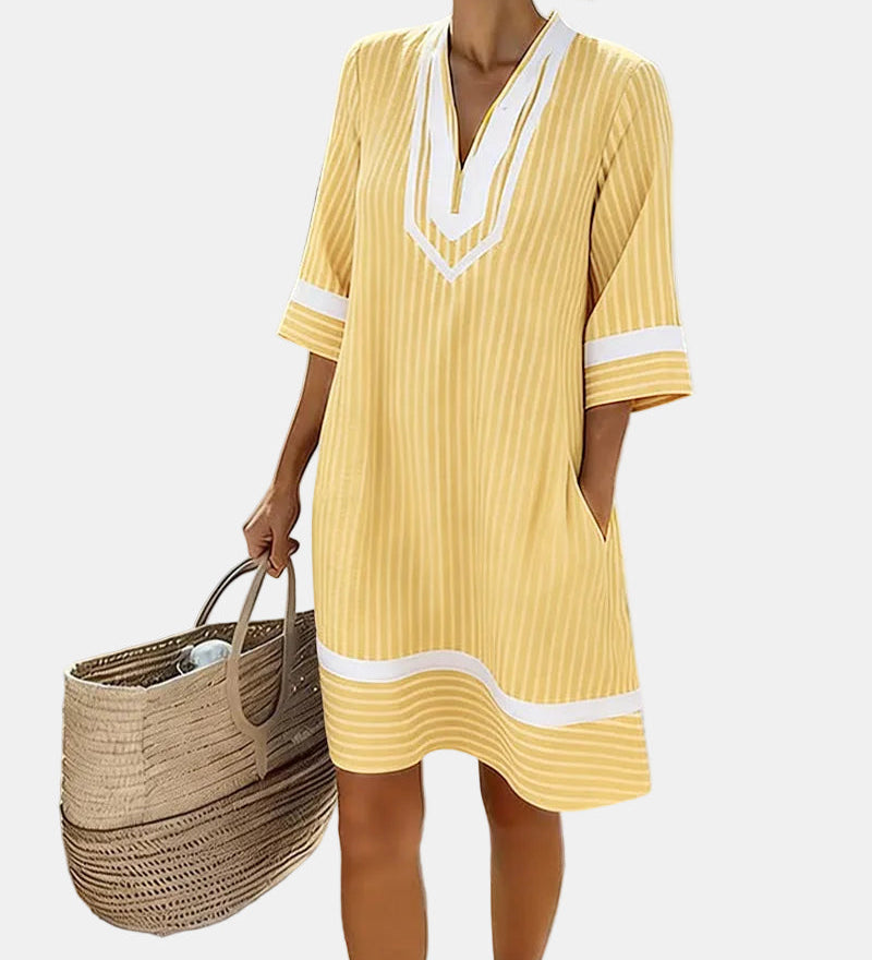 Klara™ | Vestido ligero a rayas con escote en V