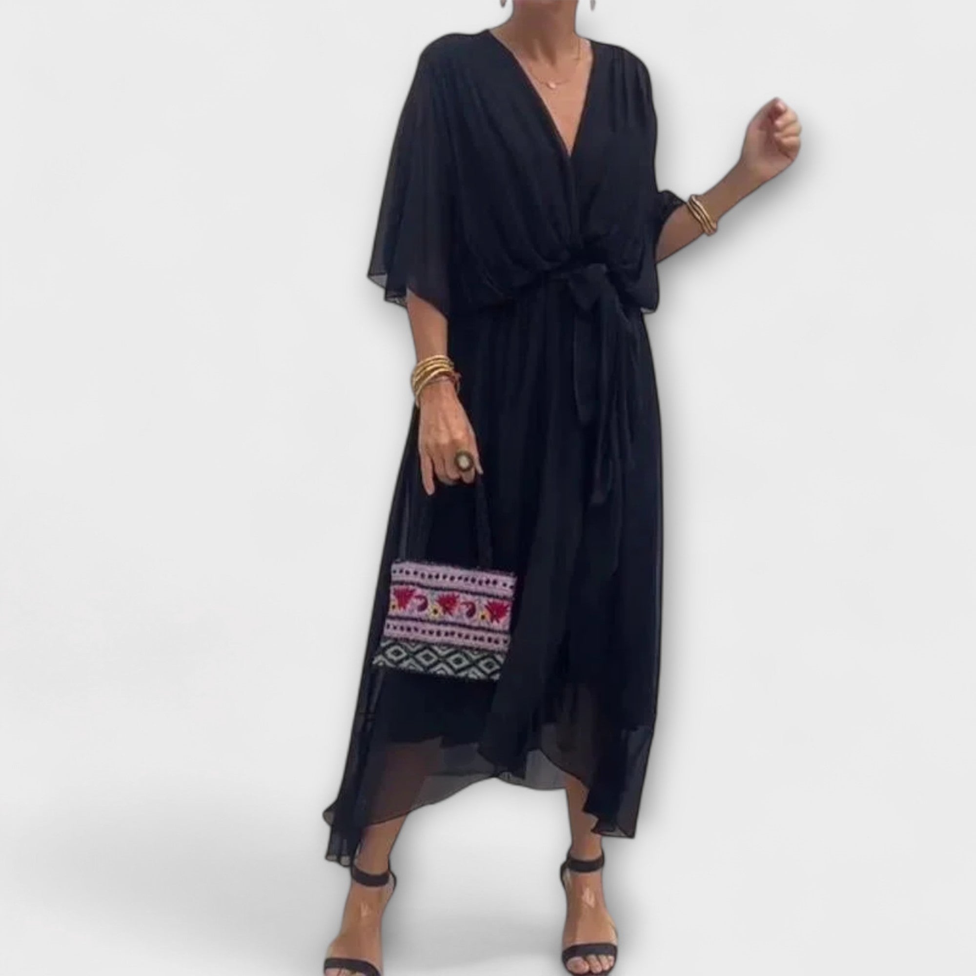 Amoura - vestidos de chifón con escote en V