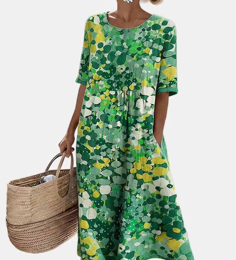 Elena | Vestido midi floral suelto y ligero