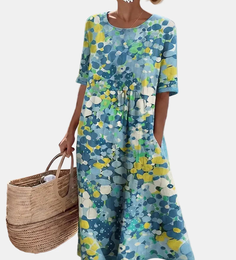 Elena | Vestido midi floral suelto y ligero