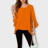 Aria - Blusa de primavera perfecta con escote redondo