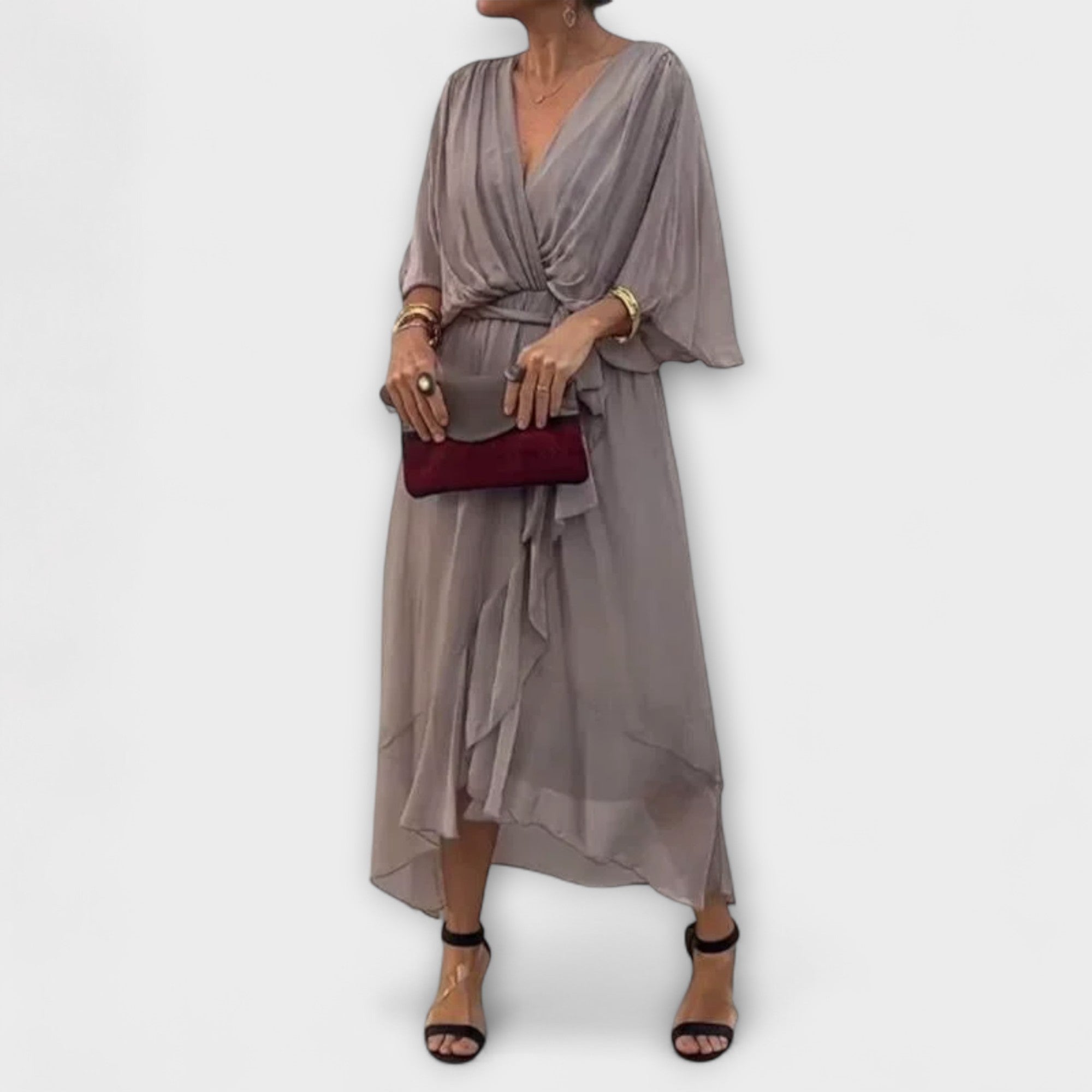 Amoura - vestidos de chifón con escote en V