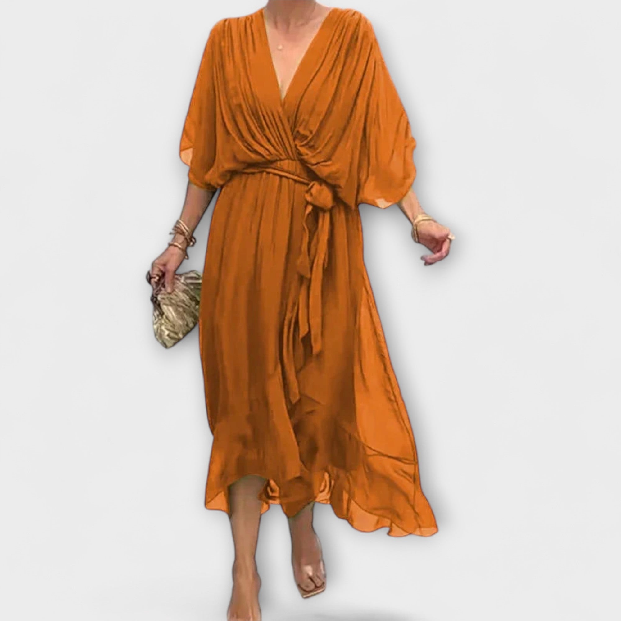 Amoura - vestidos de chifón con escote en V
