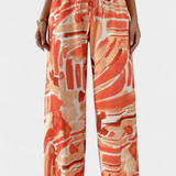 Senda Pantalones de Pierna Ancha con Estampado Abstracto
