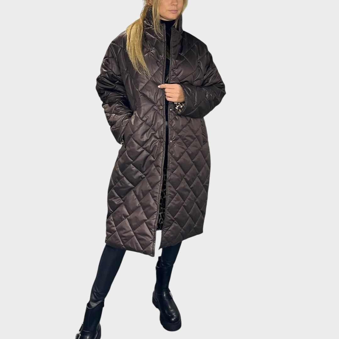 Ofira – Abrigo reversible con forro de estampado de leopardo