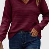 Helene | Jersey de Cuello en V con Cremallera y Manga Larga