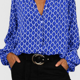 Blusa Jemima con Botones y Estampado Geométrico