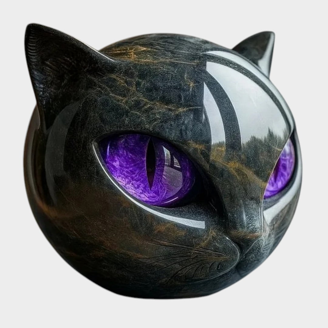 NyxCharm™ | Escultura Mística de Cabeza de Gato Negro